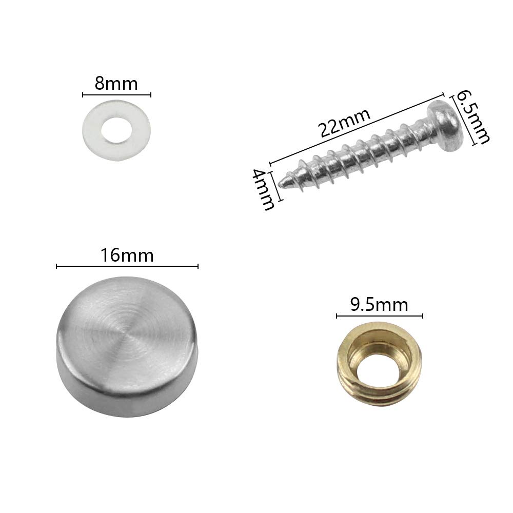 Viti A Specchio In Ottone - 16 Pezzi, 25mm, Con Tappi Decorativi, Per Specchi E Mobili - Foto 6