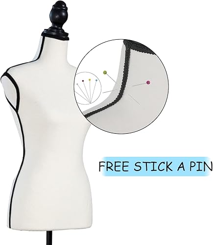 Miniatura 4 de Maniquí de forma de vestido femenino, altura ajustable, soporte de trípode negro para mujer, cuerpo torso, vestido, exhibición de joyas, color crema