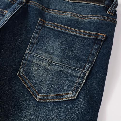 Mens Skinny Fit Jeans Washed Stretch Slim Fit High Street Button Fly Straight Leg Denim Pants3