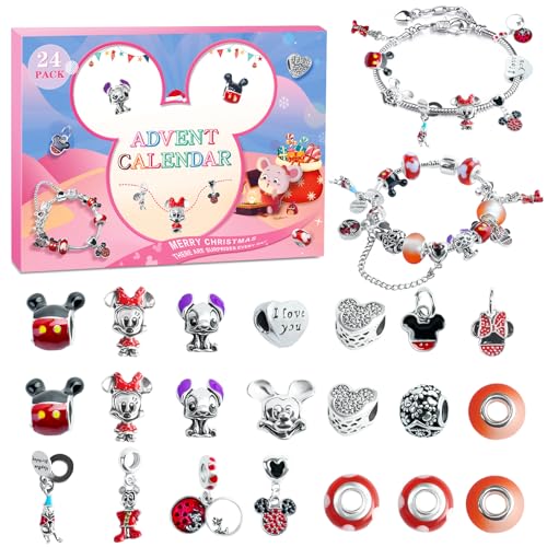 Schmuck Adventskalender 2025 Mädchen Kinder - Karikatur Charm Armband Kit 24 Tage Weihnachtskalender Geschenk für Frauen Damen Teenager mit Schmuck Charm Armbänder Halloween Geburtstags Geschenk A