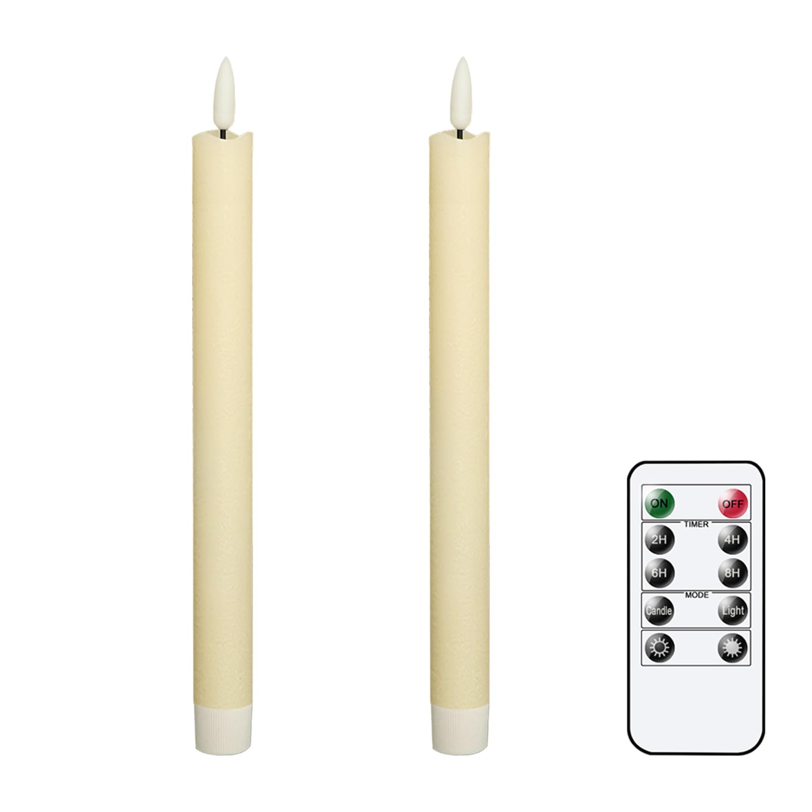 Eldnacele Flameless Flickering Taper Candles with 2 Remote Controls and Timer, Real Wax 3D Wick Light Window Candles Battery Operated Pack of 8, Christmas Home Wedding Decor (Ivory, 0.78 X 9.64 Inch) — view 12