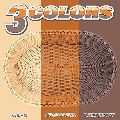 Myhomebody Oval Wicker Storage Basket | Home Decor Woven Basket As Serving Tray, Garden Basket | Wicker Basket For Food, Fruit Storage | Wicker Basket 1 Pc, Dark Brown #TOP5