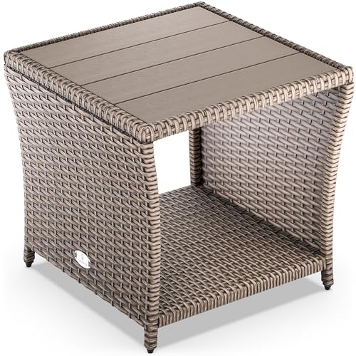 Casaria® Polyrattan Beistelltisch mit WPC Tischplatte 45x45x40cm 80 kg Belastbarkeit Wetterfest Outdoor Garten Terrasse Balkon Tisch Gartenmöbel Creme Casaria® Polyrattan Beistelltisch mit WPC Tischplatte 45x45x40cm 80 kg Belastbarkeit Wetterfest Outdoor Garten Terrasse Balkon Tisch Gartenmöbel Creme