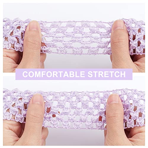 GORGECRAFT 5.5 Yards 1.6" Wide Elastic Crochet Headband Ribbon Polyester Crochet Stretch Trim Fabric for Hair Accessories Tube Top Hair Band Making - Image 3