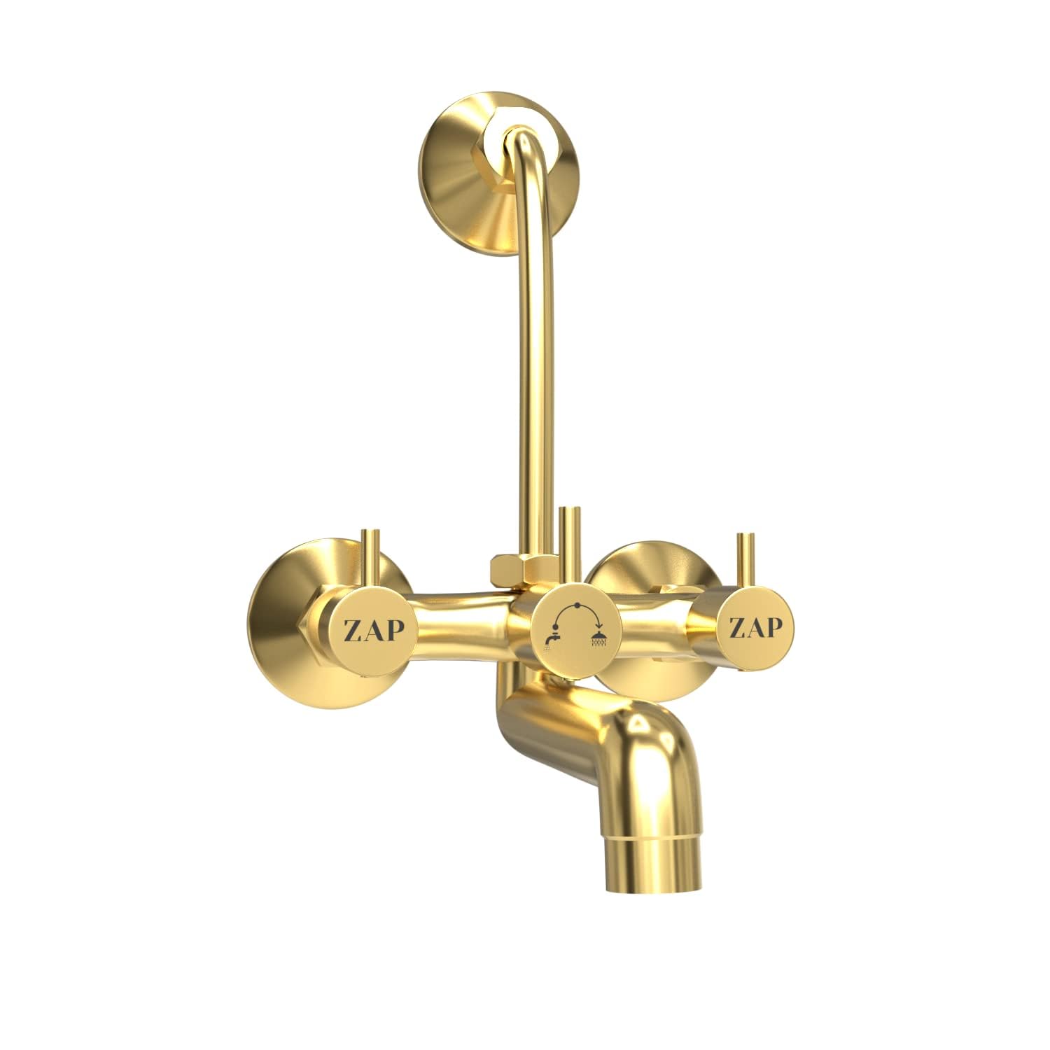ZAP Elixir Full Brass Gold Plated 2 in 1 Wall Mixer with Provision for Over Head Shower and Long Bend Pipe for Bathroom (B0D262S7SX) Amazon Price History, Amazon Price Tracker