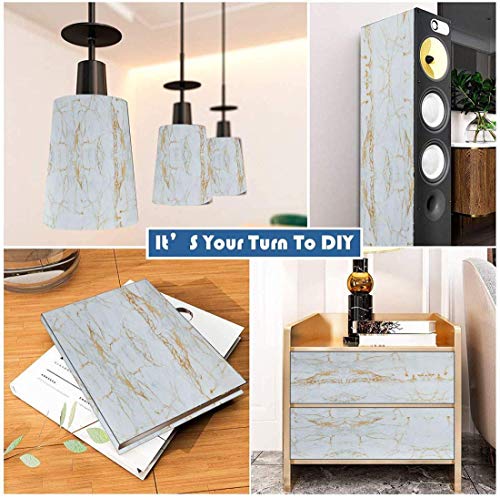 Image of HOME13 White Gold Kitchen Self Adhesive Vinyl Decorative Marble Wallpaper for Kitchen Countertop Home /Office 1 Ft x 10 Ft with 2pcs