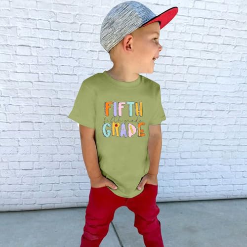 First Day of Fifth Grade Kids Back to School T-Shirt Girls Boys Short Sleeve Crewneck Tops Shirt Classic School Tees4