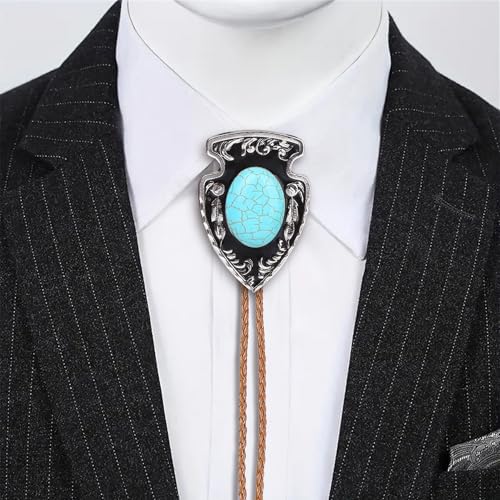 Image of Btilasif Bolo Tie Brown for Men, Scorpion Luminous Stone Cowboy Tie Western Leather Necktie Necklace for Women
