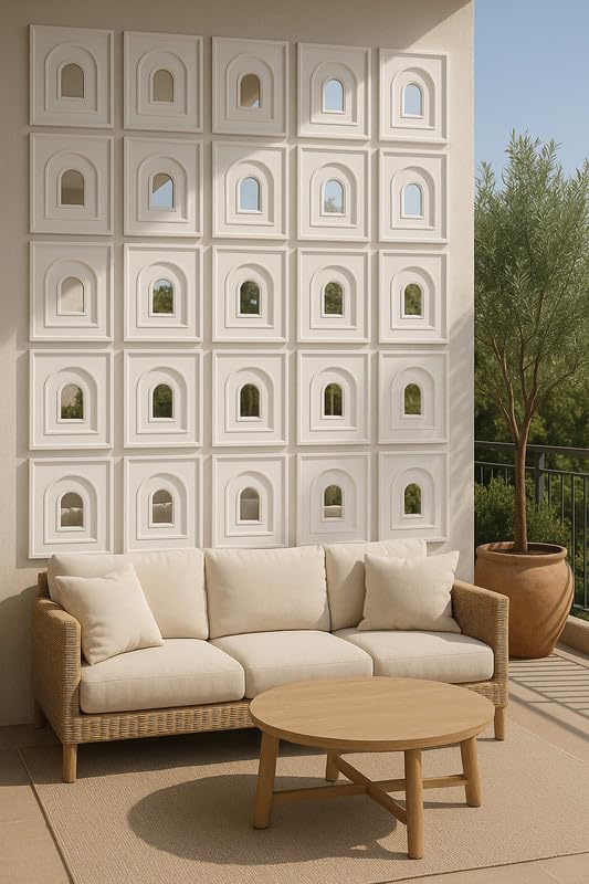 Image of White Mirror Slat Acoustic 3D Wall Panels - 3D Fluted PVC, Seamless Wooden Design for Living Room & Home Theater|50cm X 50CM (Pack of 10 pcs)