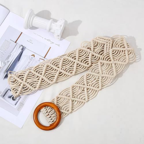 HOTWILL Boho Belt for Women Wide Bohemian Rope Braided Waist Belts Ladies Summer Dress4