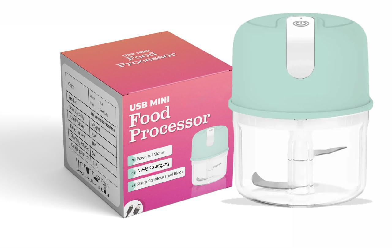 R&G Presence Rechargeable Compact Electric Chopper, 250ml Storage Container | Stainless Steel Blades | Single-Touch Control for Garlic, Ginger, Onions, Vegetables, Meat, and Nuts RG-BH1 (Green)-image-28