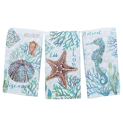 Kay Dee Designs Set of 3 Beachcomber Dual Purpose Terry Kitchen Towels