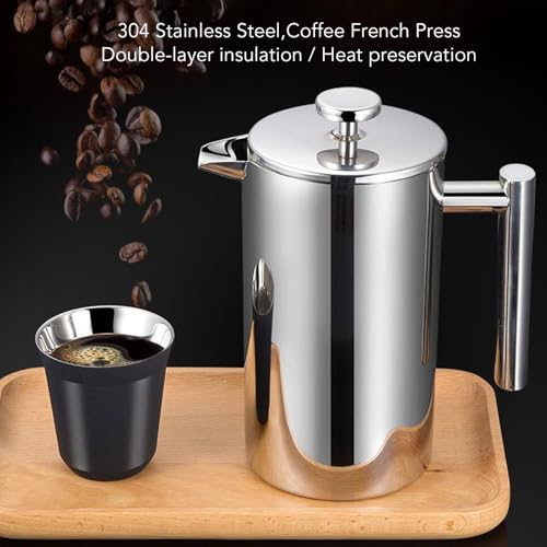 Prensa francesa de acero inoxidable 600ml sin goteo cafetera de doble pared 6