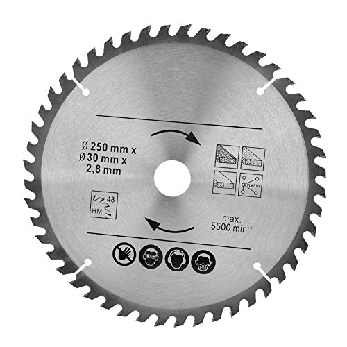 2 Pezzi Lama per Circolare, 250 x 30 mm 48T e 60T per Taglio di Precisione per le Lame per Seghe Universali e per il Taglio Trasversale di Legno Naturale, Legno Duro