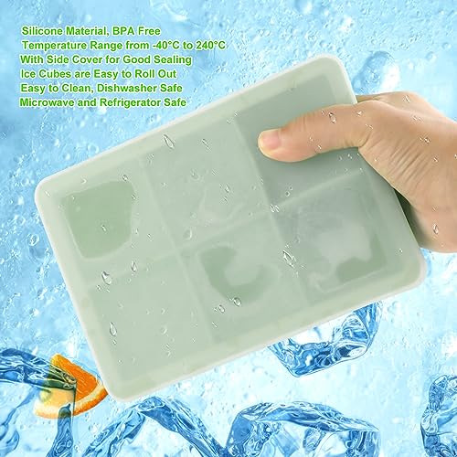 Miniatura 3 de Jophek Bandejas De Cubitos De Hielo, 2 Piezas 12 Cubos Silicona Moldes Para Cubitos De Hielo Con Tapa, Rosa Verde