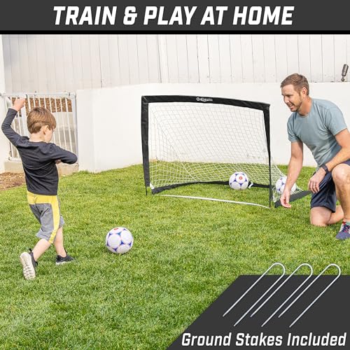 Image of GoSports Portable Soccer Goals for Kids - 13 Color Options - Choose 4 x 3 ft or 6 x 4 ft - Team Tone Pop Up Nets for Backyard