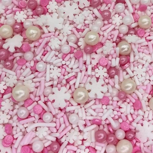 Sprinkles | Frozen in Sugar Sprinkle Mix | Blue Sprinkles | Confetti Sprinkles | Metallic Sprinkles | Snowflake Sprinkles | Cake Sprinkles (Pink)