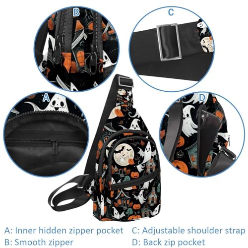 Mochila cruzada Helloween Pumkins multicolor de 30x18x4cm 4