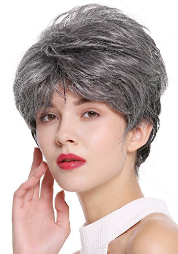WIG ME UP - DW2461-DF1202 Lady Gents Man Quality Wig short teased voluminous dark gray mix streaked, Silver gray-black (DF1202) - Image 3