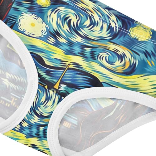 Starry Night Painting Girls' Underwear, Toddler Girl Briefs, Girls Underwear Cotton, 2–8 Years 5