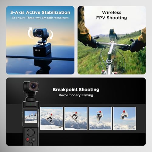 IZI IRIS Pocket 4K Vlogging Camera - with Dual AMOLED Display 1/1.3" CMOS Sensor, 3-Axis Gimbal Stabilizer, AI Tracking, 512GB Support, 160-Min Battery, Best Video Camera for Youtubers & Instagram - Image 7