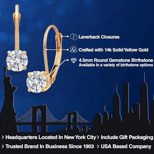 Image of Gem Stone King 0.20-1.50 Ct Lab Diamond Leverback Earrings 14K Gold