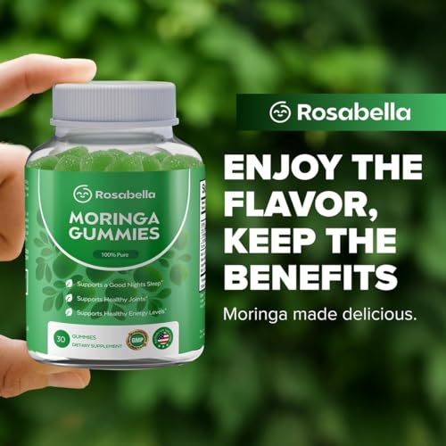 Image of Rosabella Moringa Gummies - Moringa Leaf Extract 1000mg Equivalent Per Serving - Natural Energy & Balance - Non-GMO, Gluten-Free Superfood Gummies for Women & Men - 60 Count (60 Count (Pack of 2))