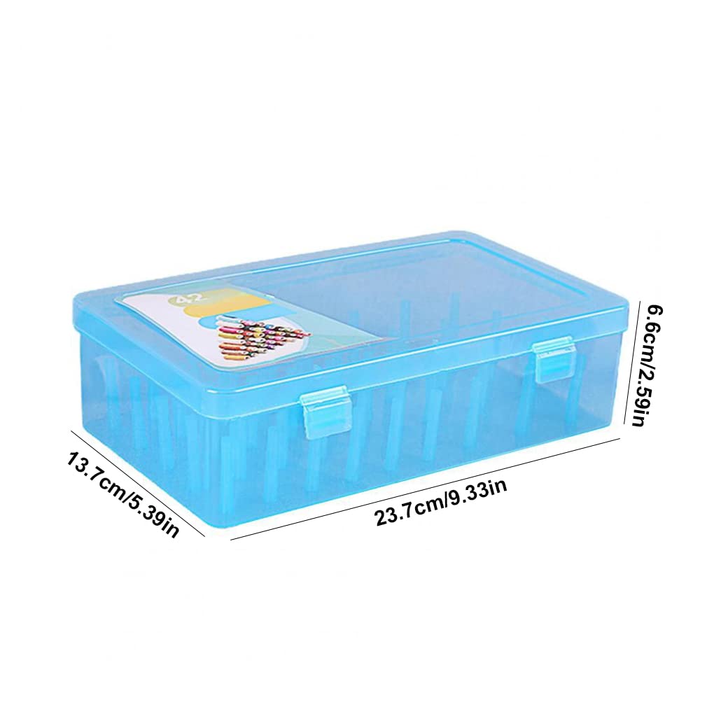 Juego de 5 cajas de hilo de coser, 42 carretes, bobinas de gran capacidad, almacenamiento de hilos para el hogar, punto de cruz, manualidades, organizador de manualidades, contenedor azul