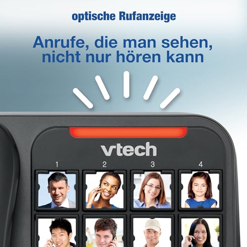 VTech Schnurgeb./Schnurloses Telefon, Digit. Anrufbeantworter, 8 Foto-Direktwahltasten, große Tasten/Display, hörgerätekompatibel, Lautstärkenregler, Opt. Rufanzeige, Anrufblocker | CL6550
