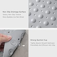 Vista 2 de Extra Large 47 x 32 Inch Shower Mat Non Slip, Shower and Bath Mat with Drain Holes and Suction Cups, Extra Wide Bath Tub Mat Non Slip, Bathroom