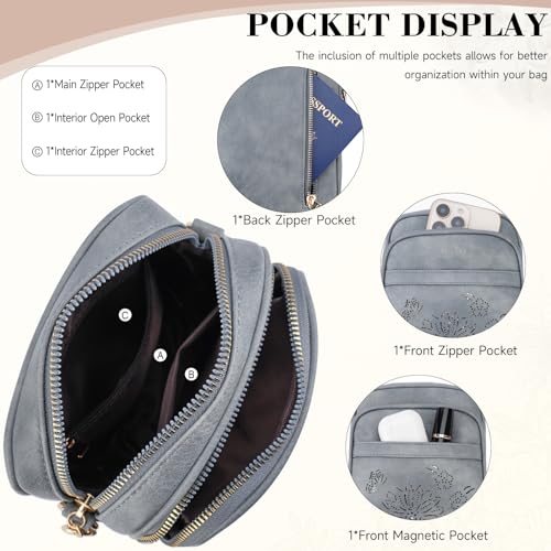 Image of Small Crossbody Bags for Women, RFID Phone Purse with Card Slots, Triple Compartments Lightweight Shoulder Bag