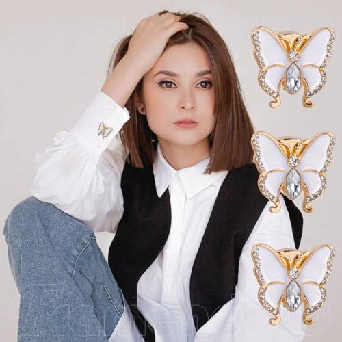 Cubierta de Botón Mariposa de Cristal Metal Mancuernas Para Camisa miniatura 7