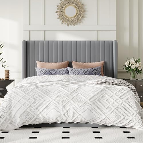Image of Allewie Queen Size Lift Up Storage Bed Frame Channel Tufted Headboard Grey