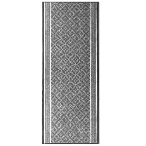 KARAT Premium Teppichläufer mit Muster - 80 x 150 cm, Silber - Modernes Rauten-Design - Teppich - Läufer für Küche, Flur & Wohnraum - Flurläufer Küchenläufer Flurteppich (Olymp)