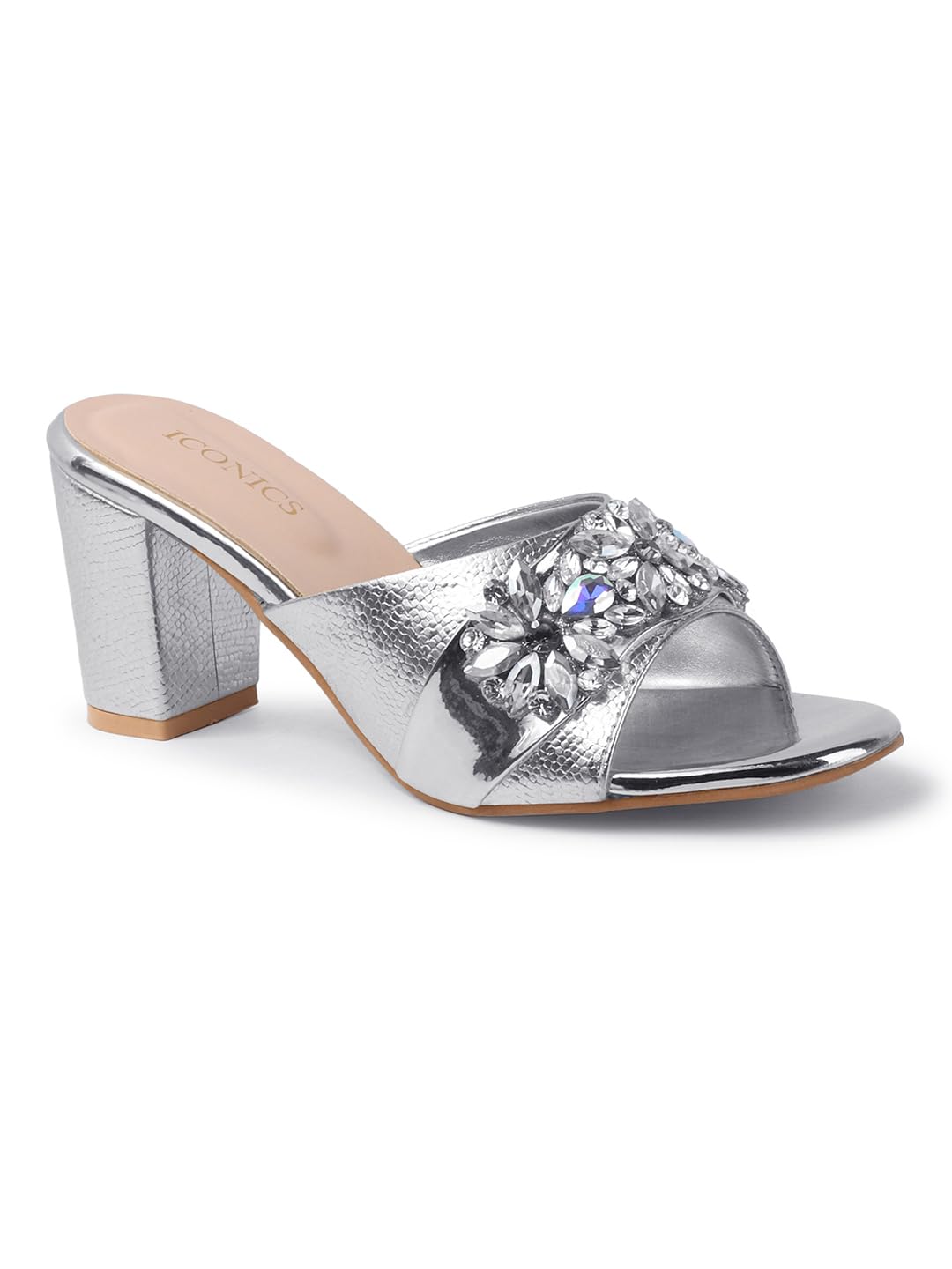 Women Glamorous block Heel Sandal with Crystal Embellishment-image-14