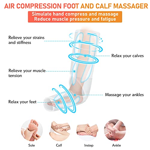 Cotsoco Leg Massager for Pain and Circulation,Air Compression Foot and Calf Massager with Heat for Muscles Relaxation, Pain Relief with 3 Intensities Levels 3 Modes,Use at Home/Office, Best Gift - 3