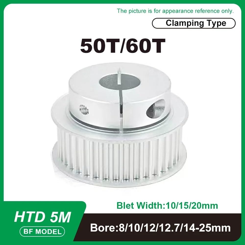1 polea de sincronización de sujeción HTD 5M 50T/60T diámetro 10-25mm for correa de 15mm(Bore 10mm,60T (1pcs))