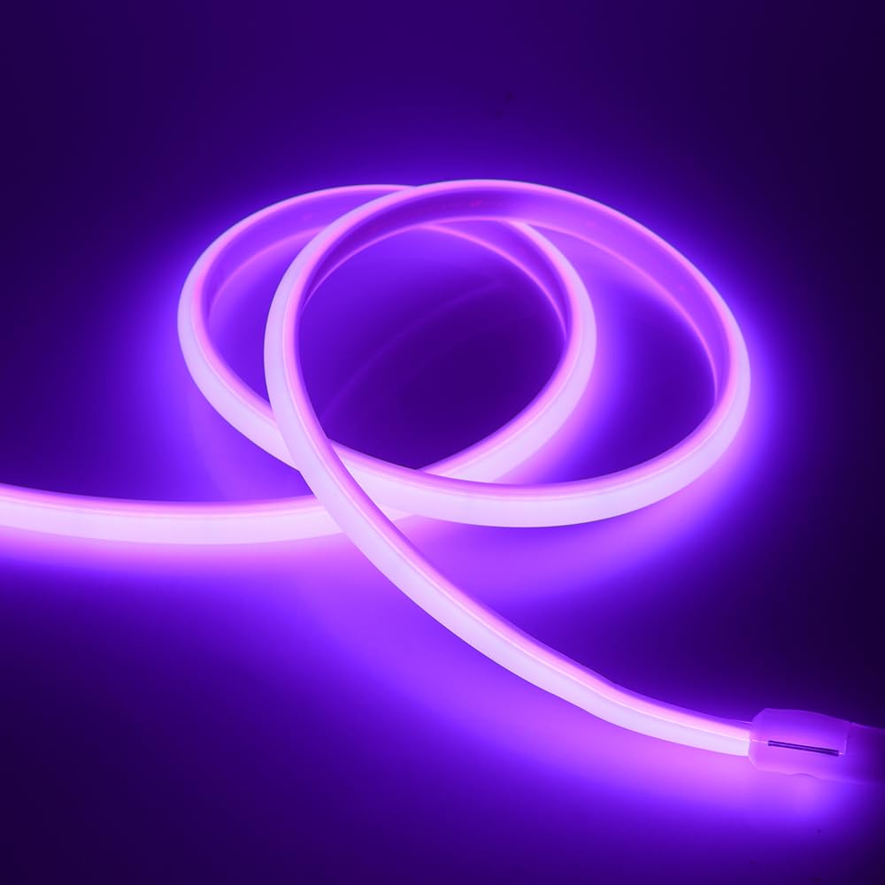 220V COB Tira de LED [20M,Morado]，288 LEDs/m Cortable Silicona FCOB LED Neón CRI85+，IP65 estanco flexible,Navidad,Fiesta,Boda,Halloween Hogar/Tienda Decoración Iluminación
