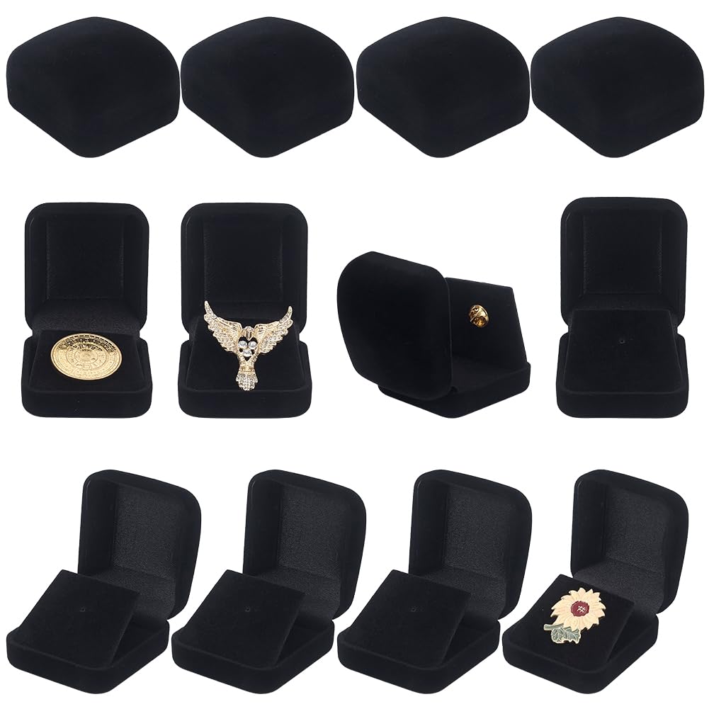 Pantalla estereo de monedas en cajas de terciopelo negro ORIGACH para recuerdos de aniversarios