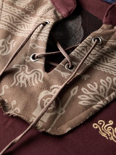 Image of The Souled Store Vikings: Longship Men and Boys Short Sleeve Rpund Neck Brown Embroidered Cotton Oversized Lightweight Breathable Drop Shoulder Streetwear T-Shirts