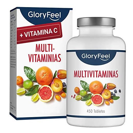 Multivitaminas 450 pastillas altamente dosificadas - Vitaminas y suplementos para hombres y mujeres - Complejo Multivitaminico para vegetarianos y veganos - Vitamina de GloryFeel