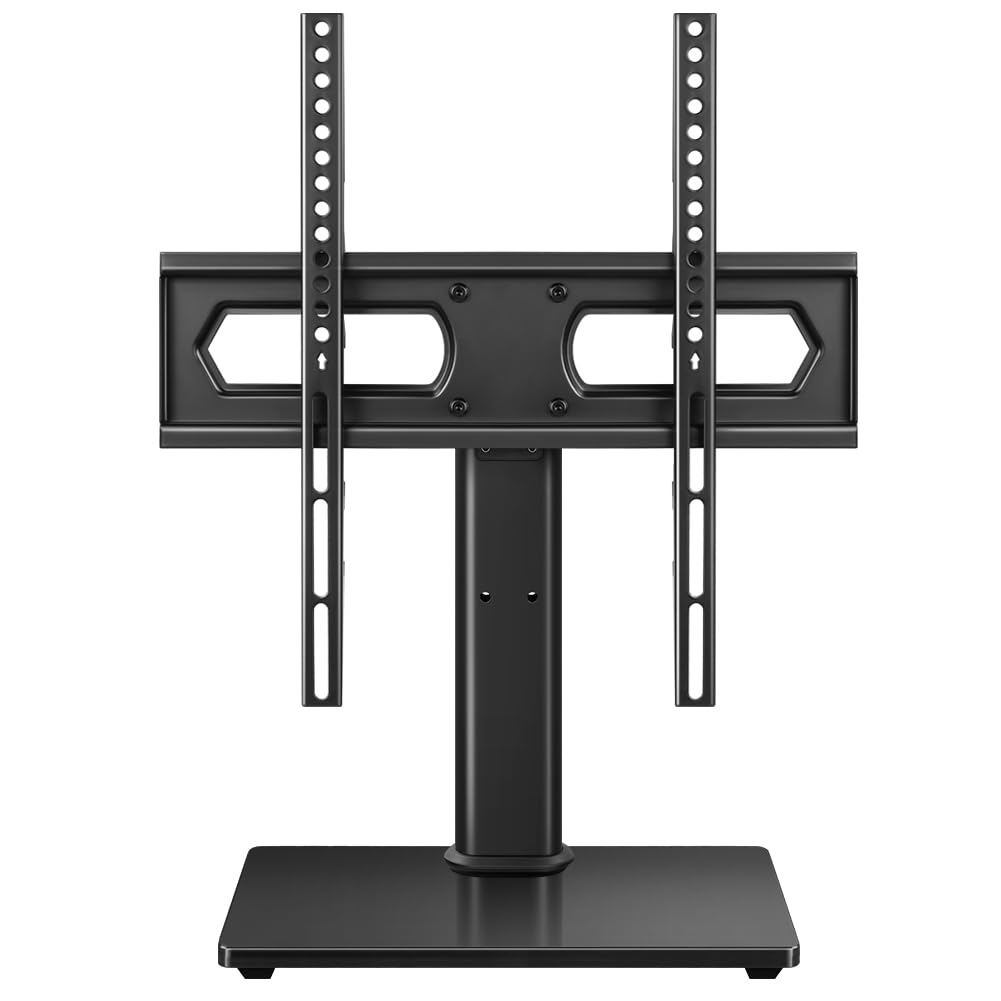 BFTOU Support TV Universel pour téléviseurs de 27 à 75 Pouces pivotant +/-35° réglable en Hauteur Base TV VESA Max 400 x 400 mm, Peut Supporter jusqu'à 35 kg, Noir