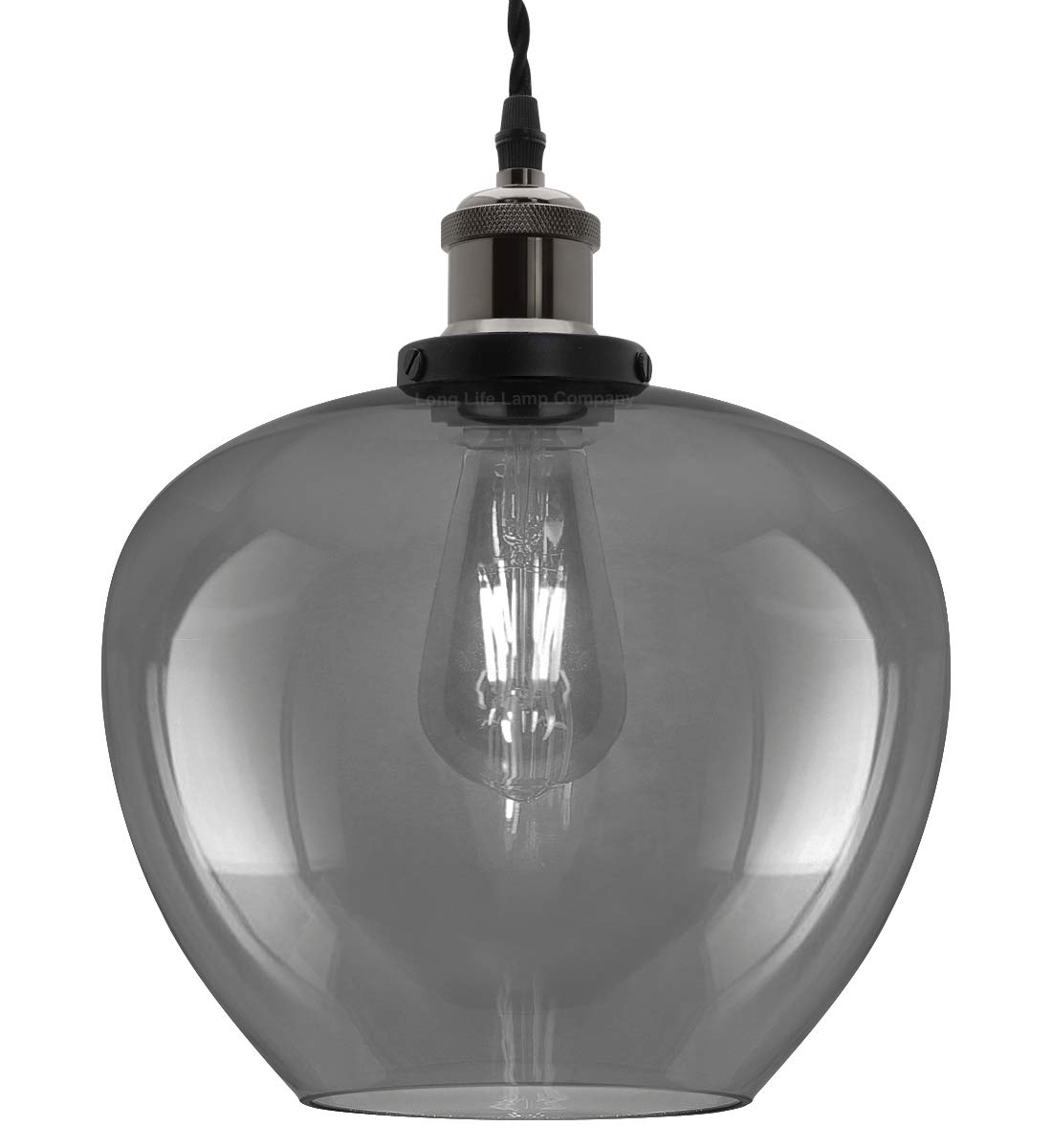 Long Life Lamps Company Modern Vintage Smoked Grey Glass Globe Pendant Lamp M0229 from B&Q
