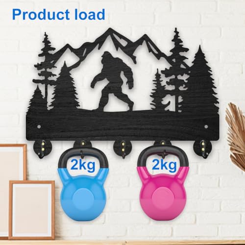 MAYJOYDIY Wooden Alloy Mountain Ape Wall Hook Gorilla Key Rack 20x30cm Wall Mountain Forest Animal Theme Hooks with 5 Strong Alloy Hooks for Living Room Hallway Entryway Gift - Image 4