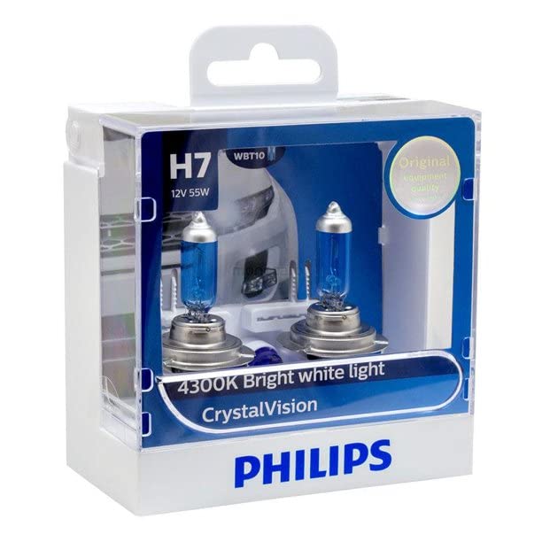 PHILIPS H7 Crystal Vision ultra Upgrade Headlight Bulb Set of 2