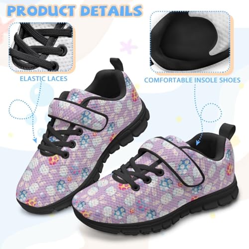 Girls Easter Shoes School Single Buckle Sneakers Breathable Mesh Running Tennis Shoes for Little Kid/Big Kid4