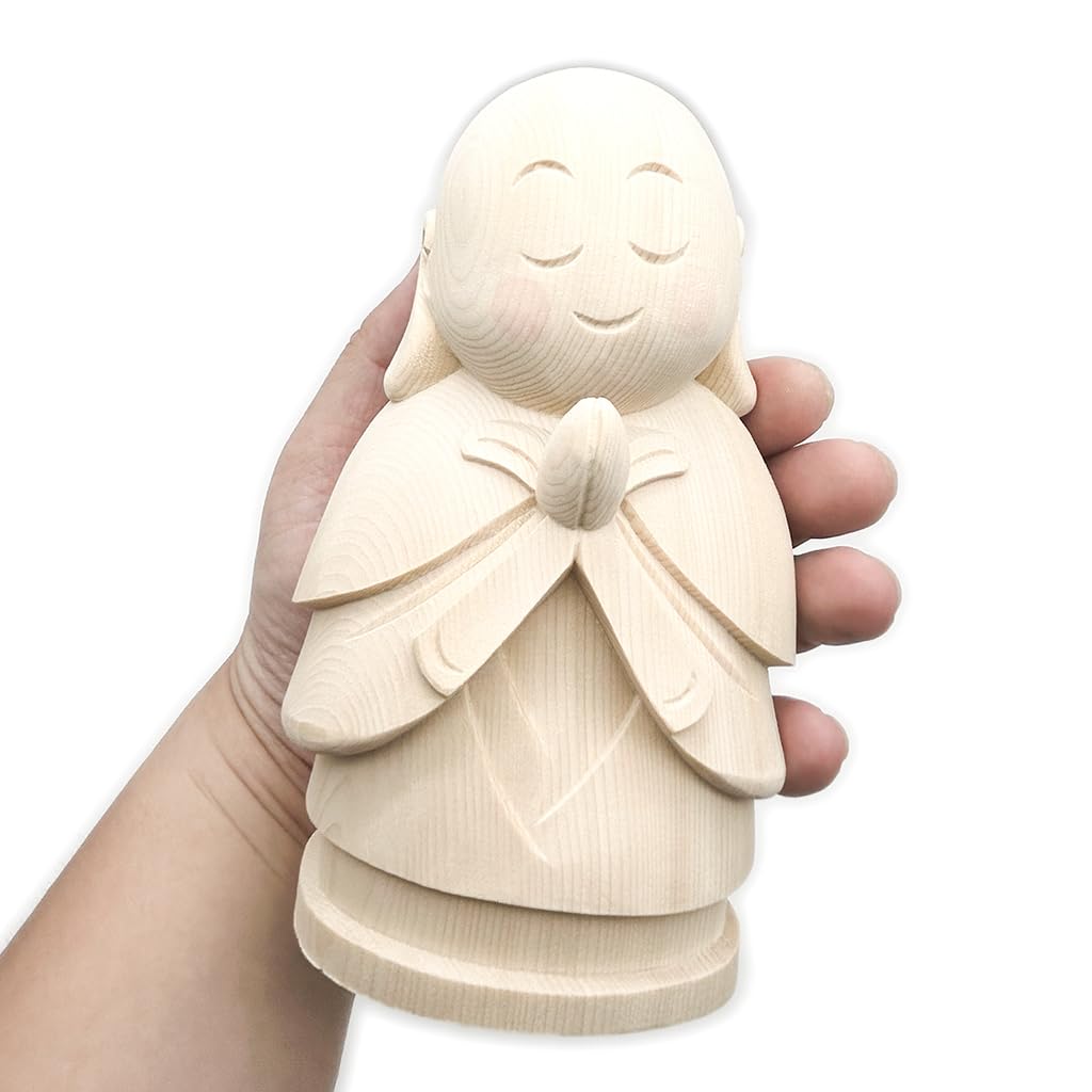 Amazon｜HU貿易 お地蔵さん 木彫り 地蔵菩薩 置物 総高15cm 幅9.5cm
