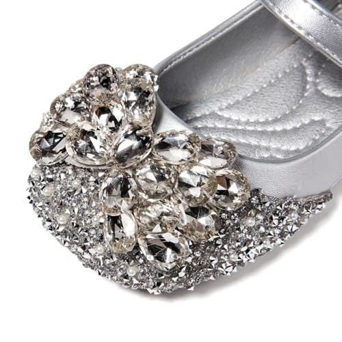 Girls Rhinestone Mary Jane Dress Shoes Wedding Flower Bridesmaids Glitter Princess Shoes for Kids Toddler2
