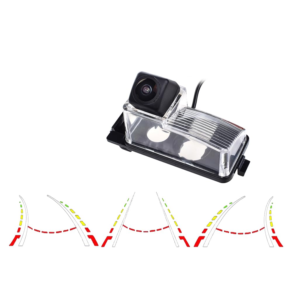 aSATAH AHD/CVBS Car Rear View Camera's Fisheye Lens Dynamic Trajectory Tracks Line Cable & Vehicle Camera for Nissan Tiida/Versa Hatchback/Grand Livina/Pulsar/Fairlady Z &170° Wide-angle Backup Camera