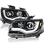 SPEC-D TUNING LED Light Bar Jet Black Housing Clear Lens Projector Headlights Compatible with 2015-2021 Chevy Colorado, Left + Right Pair Headlamps Assembly